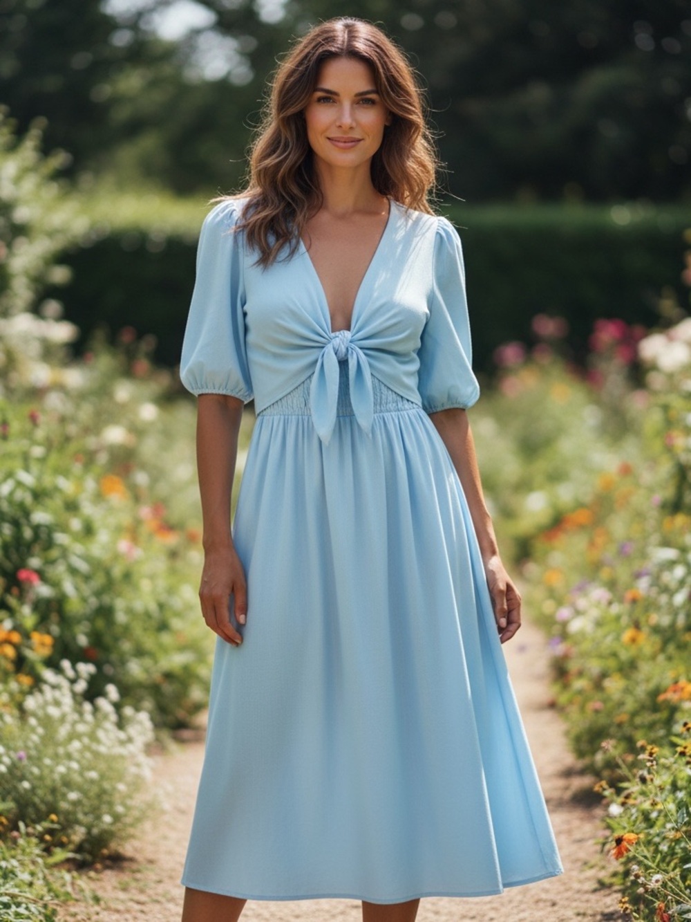 Commense Linen Cotton Front Tie Midi Dress
Sky Blue Size XS NWT
